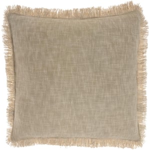 Nicole Curtis Taupe Removable Cover 22 in. x 22 in. Throw Pillow