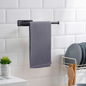 Stainless Steel Wall Mount Drilling Kitchen Bathroom Paper Towel Holder Under Cabinet in Matte Black (2-Pack)