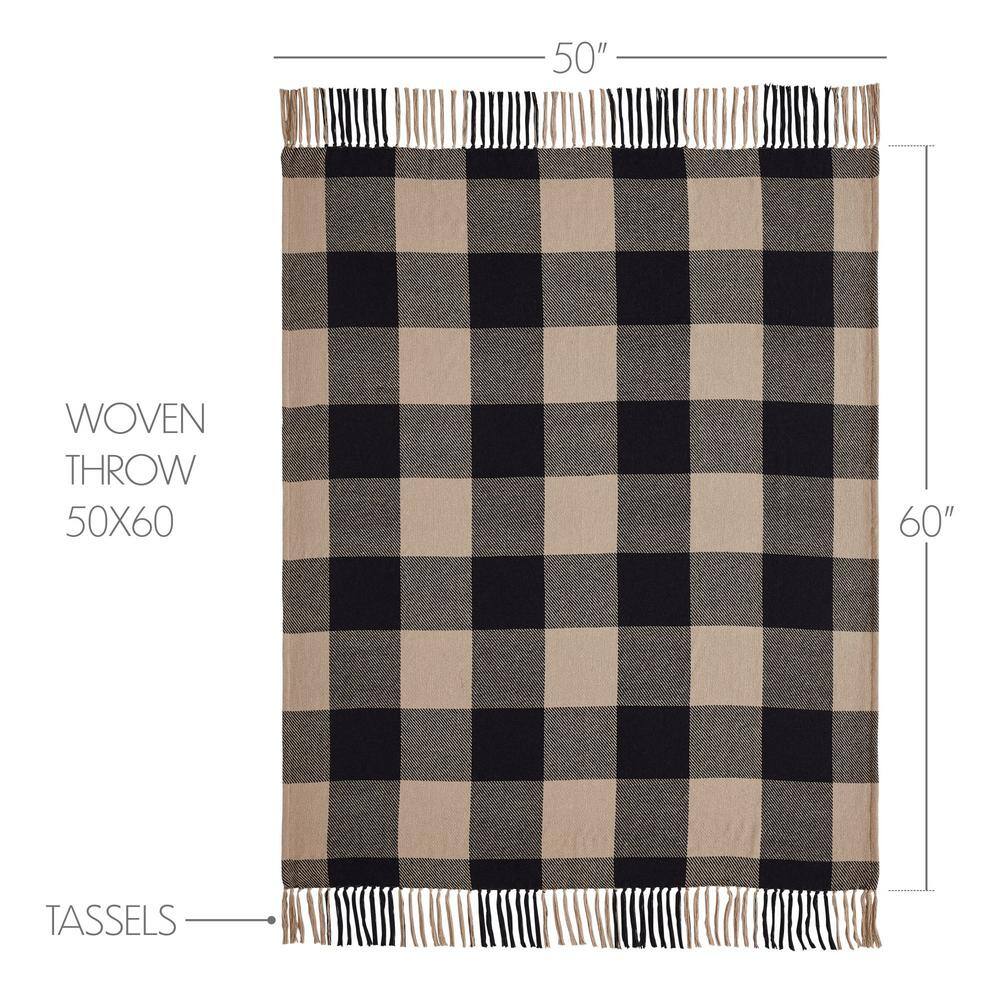 Black and Beige Checkered Cotton Throw Blanket 50x60