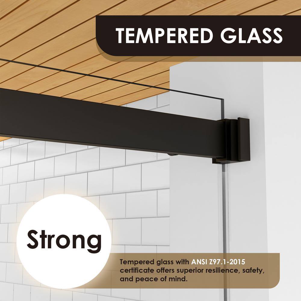 Matte Black Frameless Clear Glass Bypass Shower Door, 60" W x 76" H