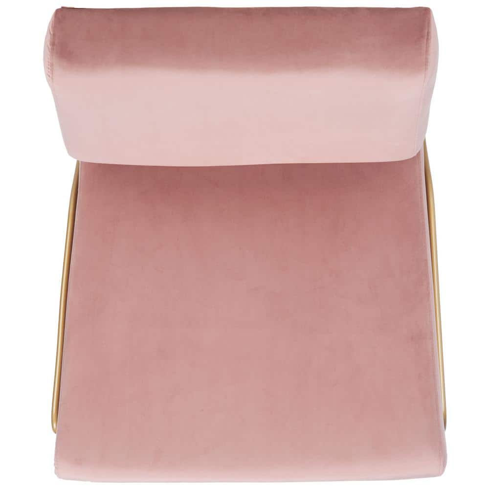Dusty Rose Velvet and Gold Modern Accent Chair
