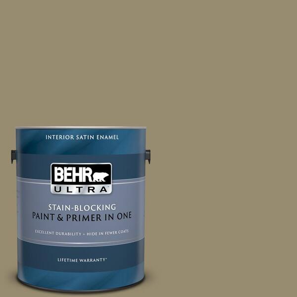 BEHR ULTRA 1 gal. #UL190-4 Urban Safari Satin Enamel Interior Paint and Primer in One