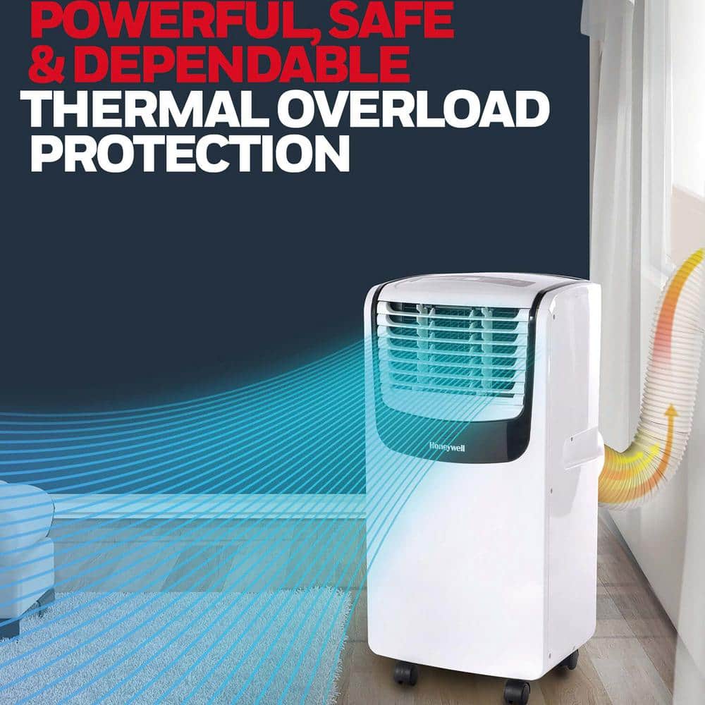 White and Black Portable Air Conditioner with Remote, 9100 BTU