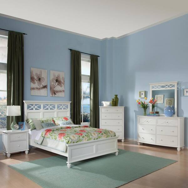 HomeSullivan La Rochelle 5-Piece White Queen Bedroom Set
