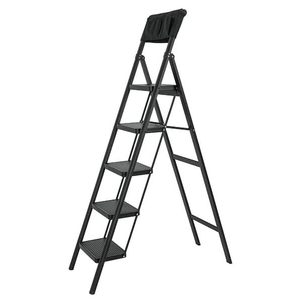 Folding Step Stool, 5 ft. 5 Step Metal Step Ladder (10 ft. Reach Height), 330 lb. Load Capacity Type IA Duty Rating