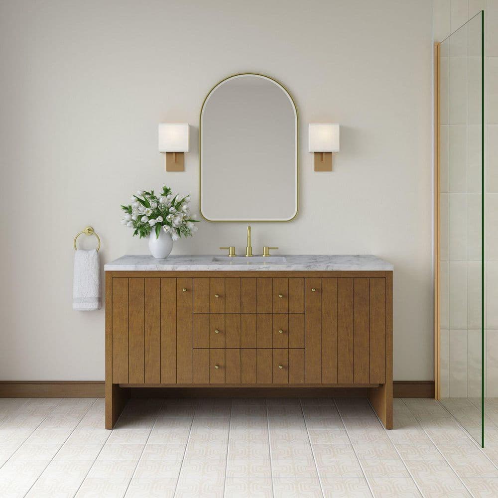 Hudson 60.0 in. Single Bath Vanity in Honey Oak with Carrara White Marble Top price history on PriceWatchPro