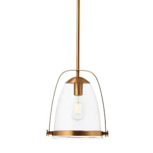 Jonah 1-Light Modern Metal and Glass Pendant Light, Brushed Gold