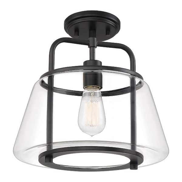 Quoizel Kettle 1-Light Earth Black Semi-Flush Mount