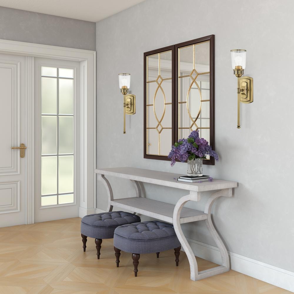 Antique Brass Seeded Glass 1-Light Sconce