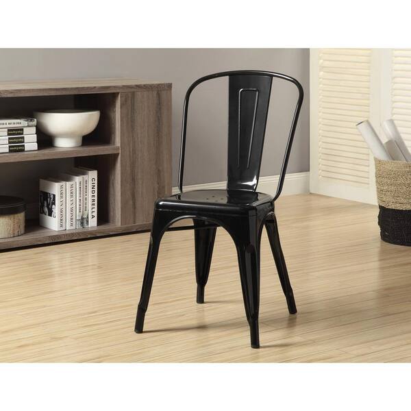 Monarch Specialties Glossy Black Metal Dining Chair (Set of 2)