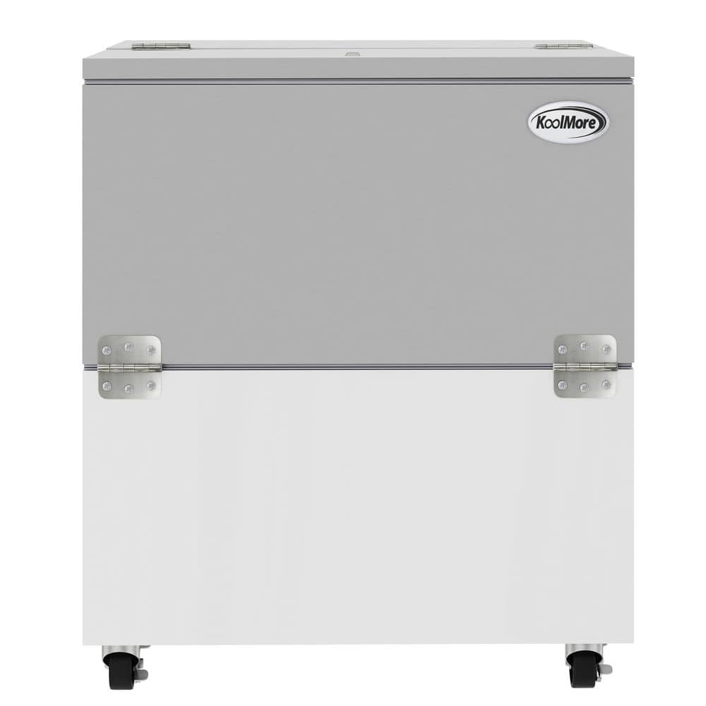 34 in. Commercial Milk Cooler for School and Cafeteria, 8 Crate Capacity with Casters in Stainless Steel and White