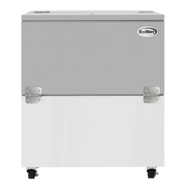 Koolmore 34 in. Commercial Milk Cooler for School and Cafeteria, 8 Crate Capacity with Casters in Stainless Steel and White