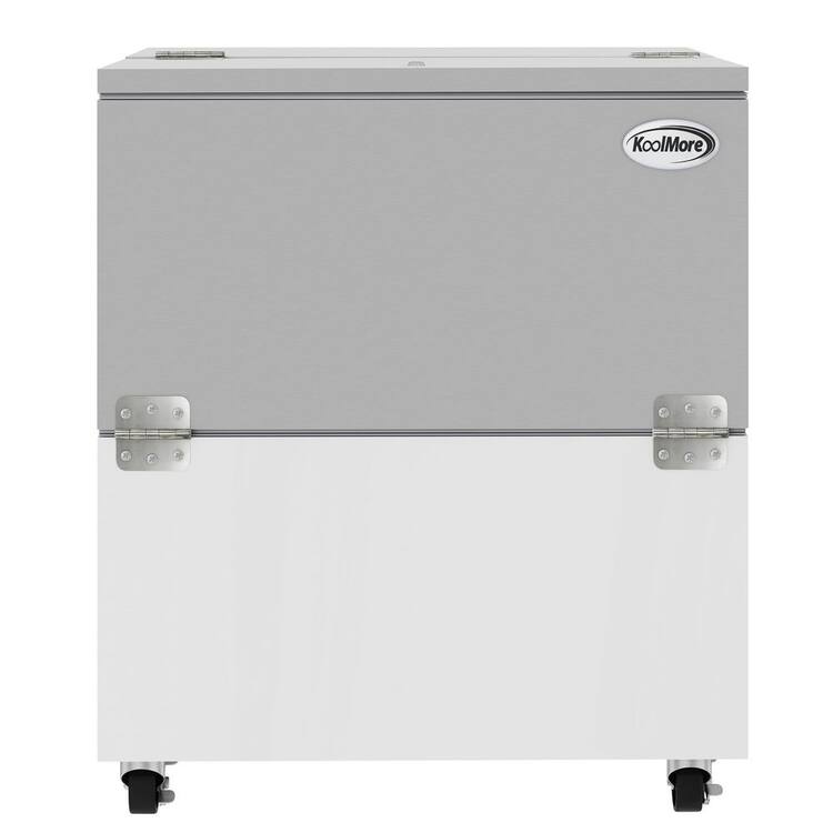 Koolmore 34 in. Commercial Milk Cooler for School and Cafeteria, 8 Crate Capacity with Casters in Stainless Steel and White