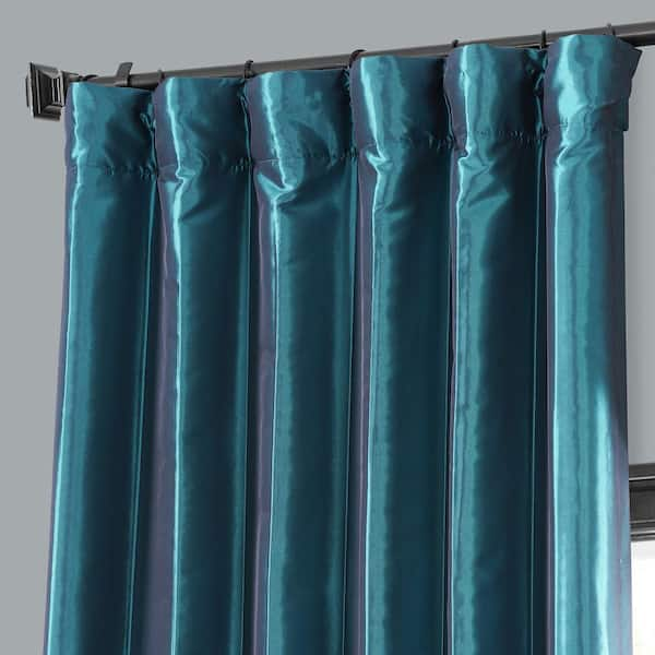 Exclusive Fabrics Grommet Faux Silk Taffeta 96-Inch Length Blackout Curtain Panel, Gold Nugget