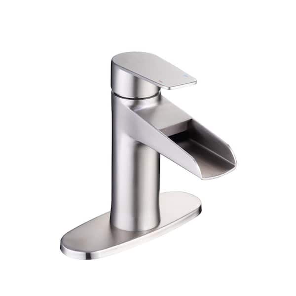 Lukvuzo Single Handle Single Hole Bathroom Faucet with Pop Up Drain in Gold