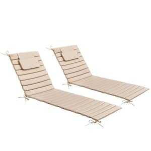 26 in.  x 79.9 in.  Multi-Piece Outdoor Chaise Lounge Cushions with Headrest in Beige (2-Pack)