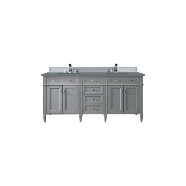 James Martin Vanities Brittany 72.0 in. W x 23.5 in. D x 34 in. H Bathroom Vanity in Urban Gray with Cala Blue Quartz Top