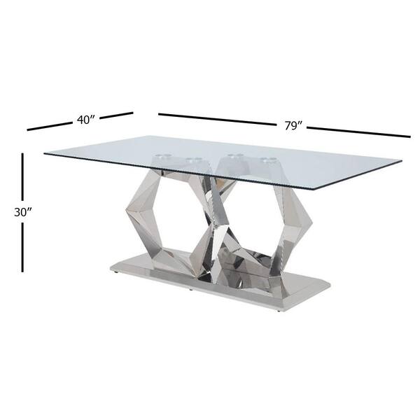 Acme Furniture Gianna Clear Glass Stainless Steel Dining Table The Home Depot