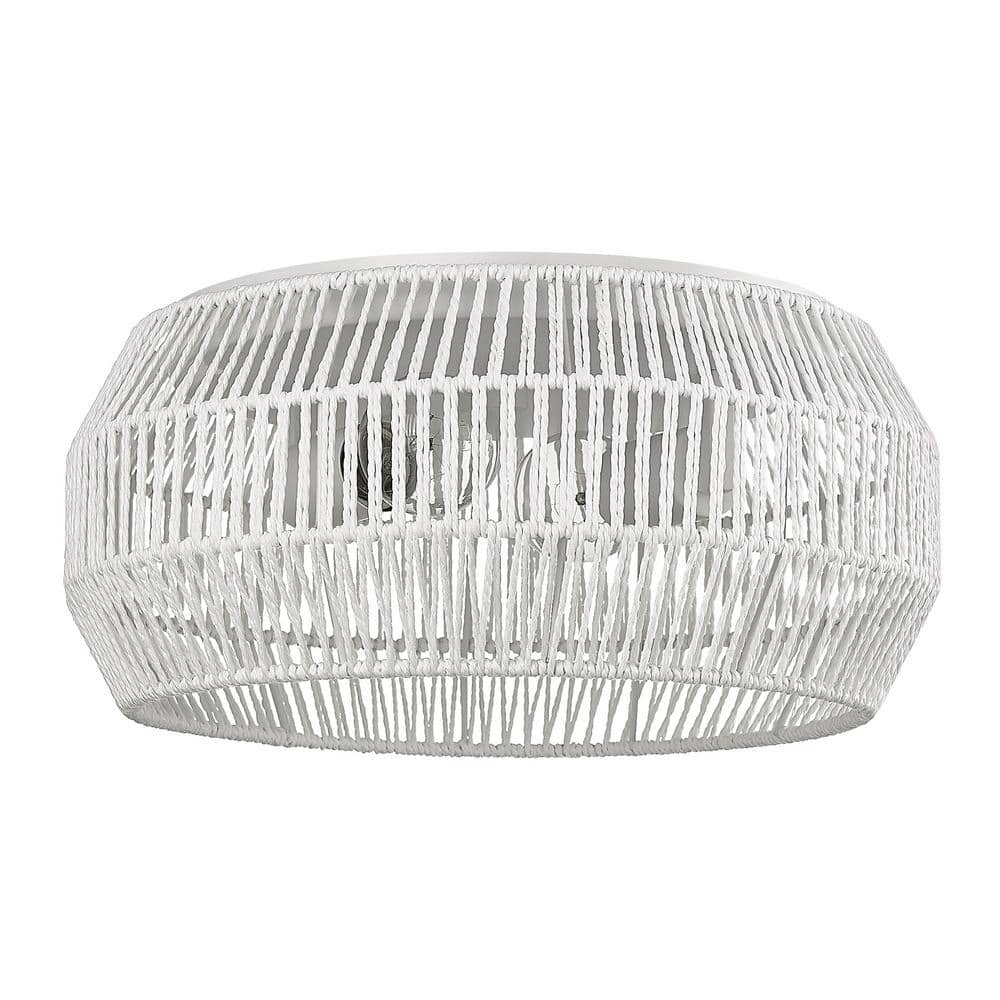 Marlee 14.125 In. 2-Light Matte White and Bleached White Raphia Rope Flush Mount price history on PriceWatchPro