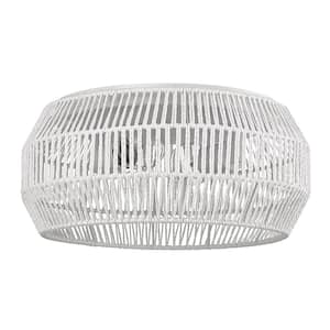Marlee 14.125 in. 2-Light Matte White and Bleached White Raphia Rope Flush Mount