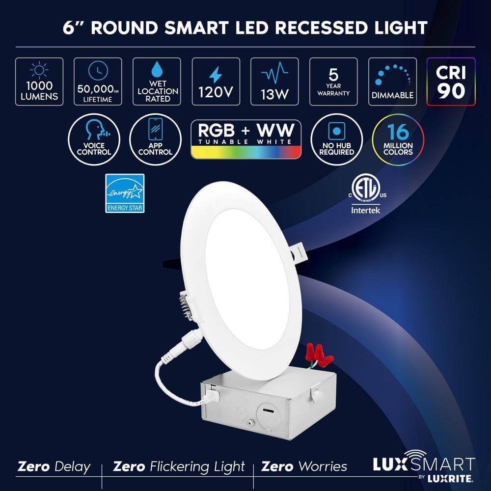 7.16'' Smart RGBW LED Recessed Lighting Kit with WiFi Control