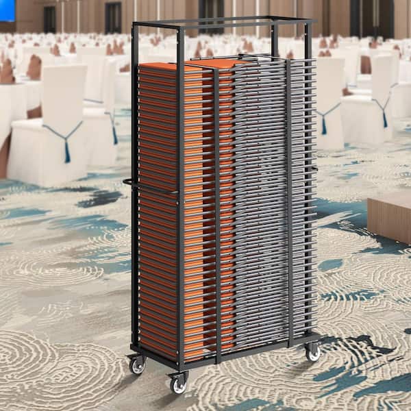 Folding Chair Rack, 500 lbs. Capacity, Heavy-Duty Chair Cart for 60 Chairs, Metal Chair Storage Dolly Chair Holder