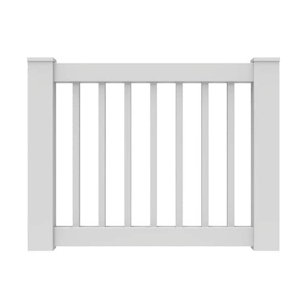 36 in. White Vinyl Railing Gate Kit with Sq Balusters
