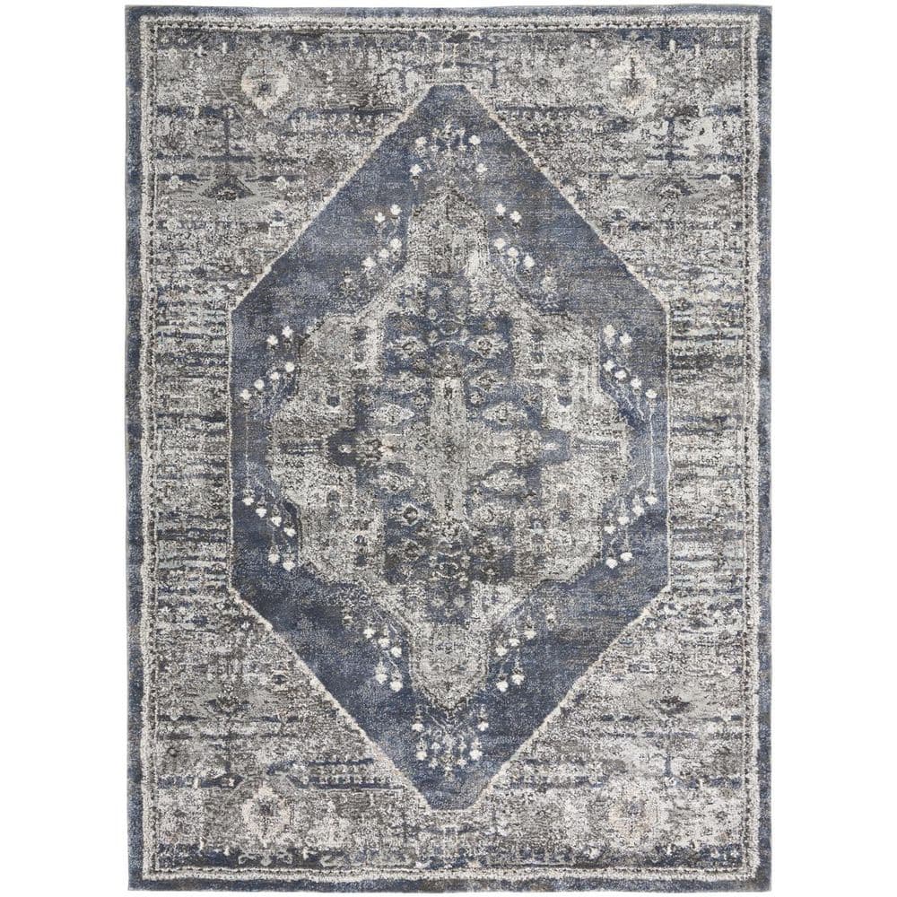 5 ft. x 7 ft. Blue Floral Power Loom Distressed Area Rug price history on PriceWatchPro