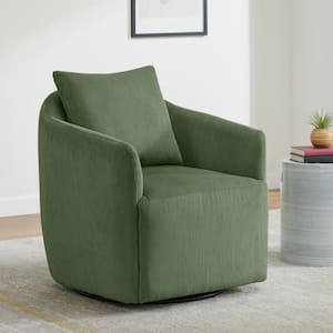 Hester Forest Green Fabric Swivel Arm Chair Modern Accent Chair with Removable Back Cushion for Living Room and Bed Room