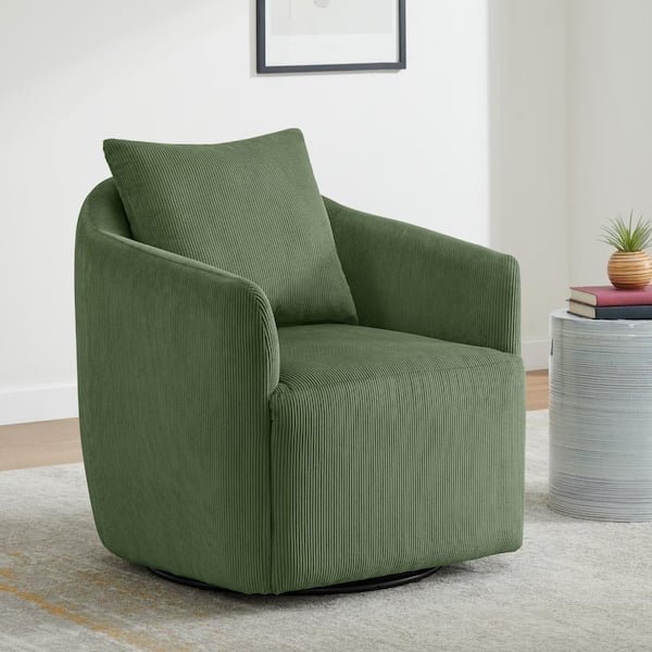 Spruce & Spring Hester Forest Green Fabric Swivel Arm Chair Modern ...