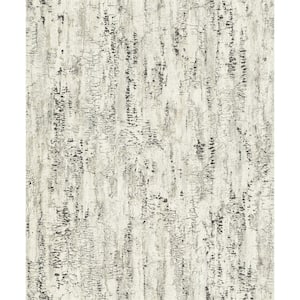 Colm Off-White Charcoal Birch Paper Matte Non-Pasted Wallpaper Roll