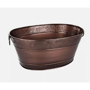 6 gal. Heavy-Duty Galvanized Steel Leak Resistant Large Oval Party Beverage Tub in Copper Easy to Clean with Handles