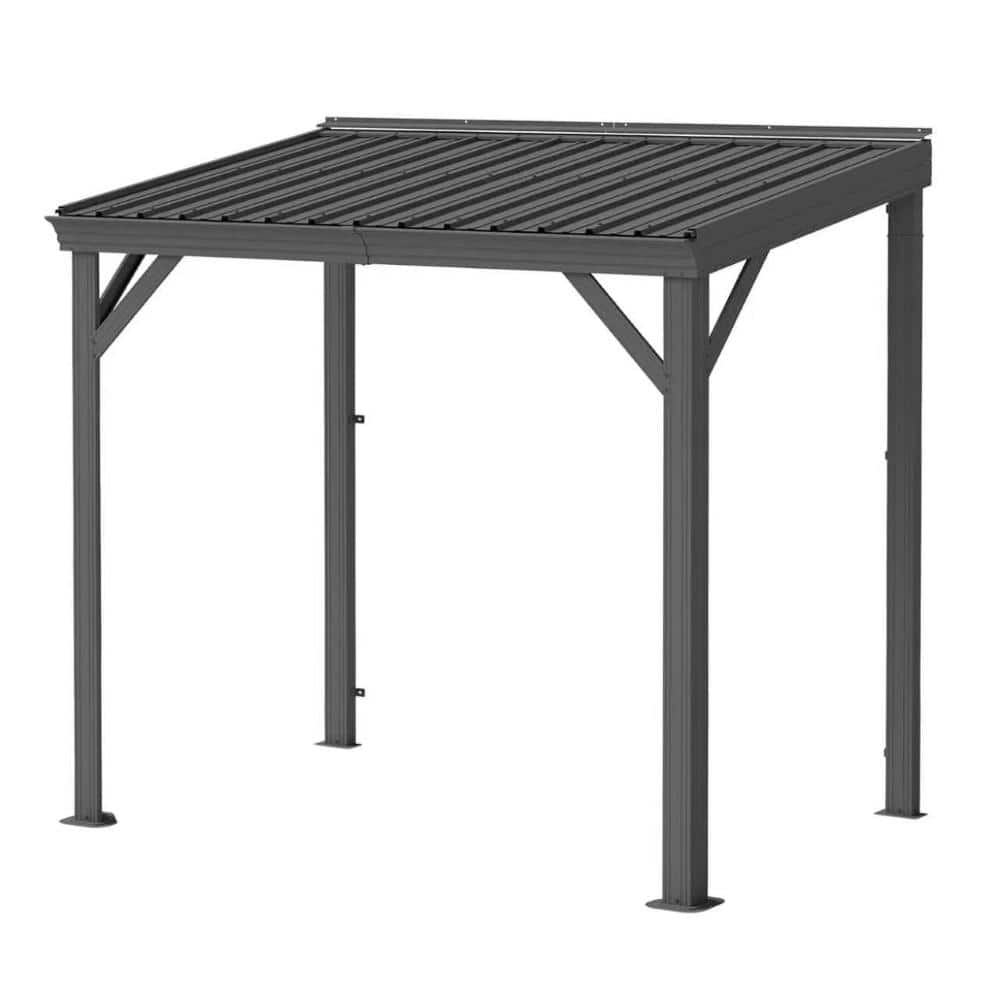 8x5FT Metal Outdoor Hardtop Wall Mounted Gazebo with Sloping Galvanized Steel Roof,for Deck,Porch,Backyard,Grey price history on PriceWatchPro
