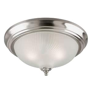 3-Light Brushed Nickel Interior Ceiling Flush Mount with Frosted Swirl Glass