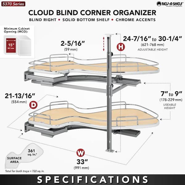 Rev-A-Shelf Rev-A-Shelf - Cloud 15 inch Double Tier Blind Corner Organizer Left Hand Maple 5372-15-MP-L