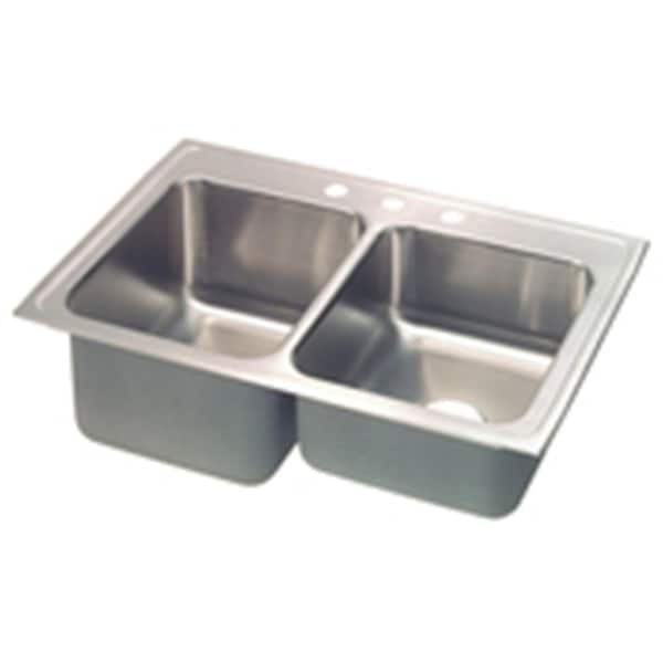 Elkay Lustertone Drop-In Stainless Steel 33 in. 4-Hole Double Bowl Kitchen Sink