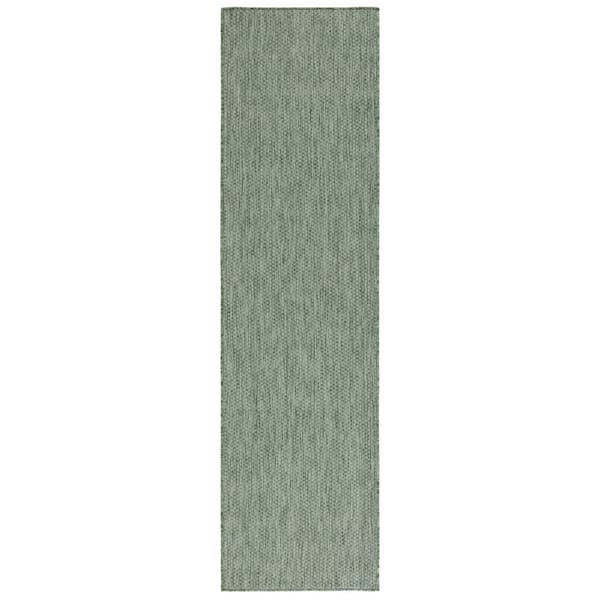 Beach House Green 2 ft. x 8 ft. Solid Marle Indoor/Outdoor Runner Rug
