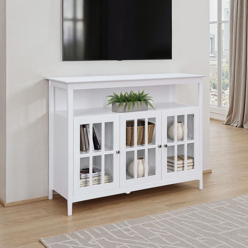 Convenience Concepts Big Sur 47.75 in White TV Stand Fits up to 53