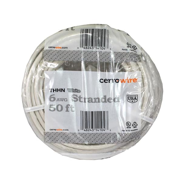 50 ft. 12 Gauge White Stranded Copper THHN Wire 112-3602BR - The Home Depot