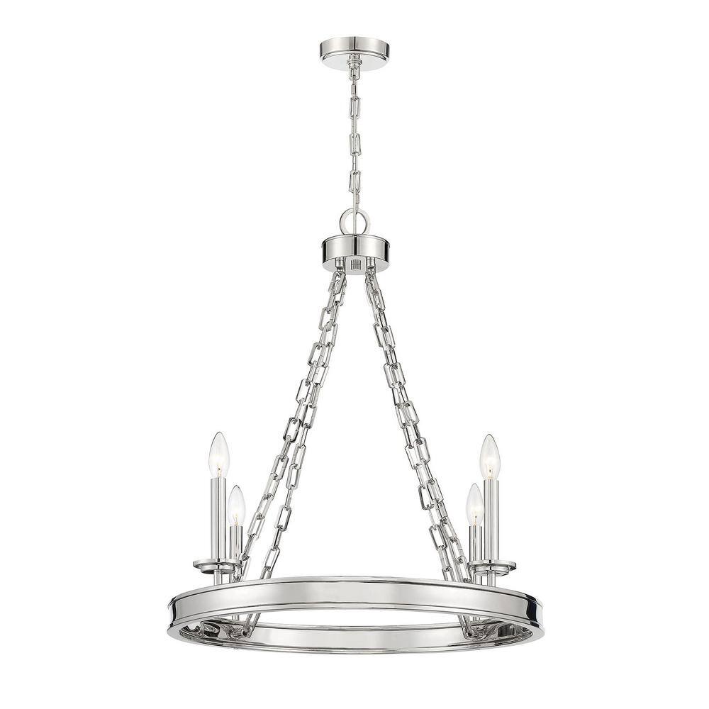 Seville Polished Nickel 25" Crystal 4-Light Chandelier