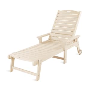 Helen Sand Recycled Plastic Polywood Outdoor Reclining Chaise Lounge Chairs with Wheels for Poolside Patio