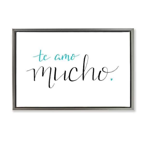 Stupell Industries I Love You Turquoise by SD Graphics Studio Gray Floater Frame Typography Graphic Art Print 21 in. x 31 in.