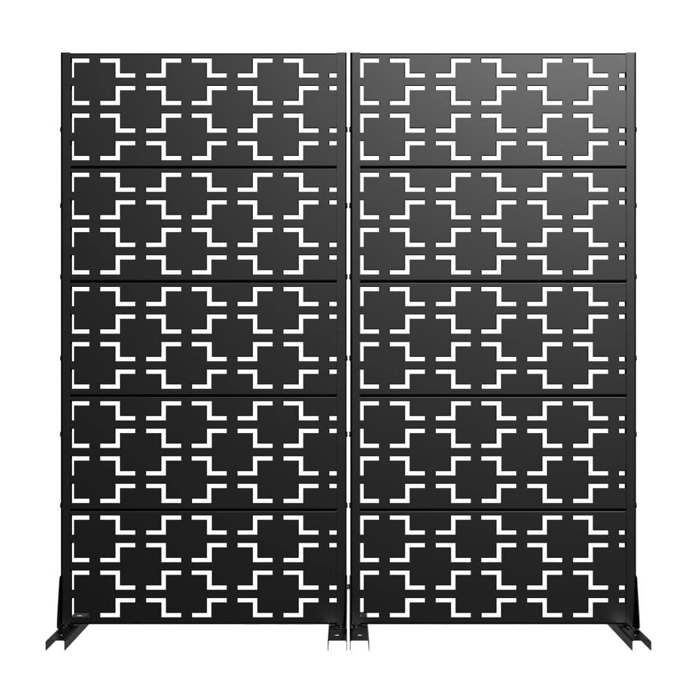 60 in. H x 30 in. W Outdoor Black Galvanized Steel Decorative Garden Fence Privacy Screen (2-Pack) price history on PriceWatchPro