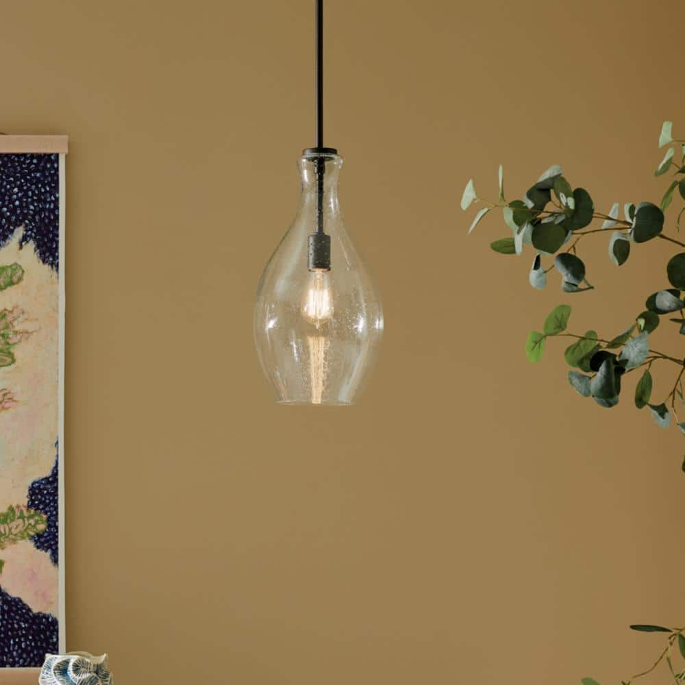 Everly 17.75" Olde Bronze Pendant with Clear Seeded Glass