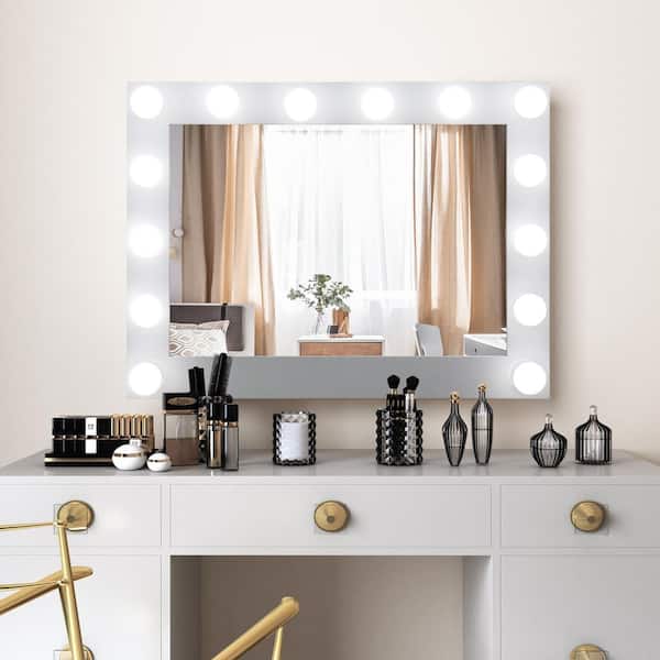 Boyel Living Black 32 In X 26 5 Hollywood Makeup Vanity Mirror With Light Stage Large Beauty Xdmirror8065b The Home Depot Hollywood Makeup Vanity Mirror With, Hollywood Vanity Mirror With Desk