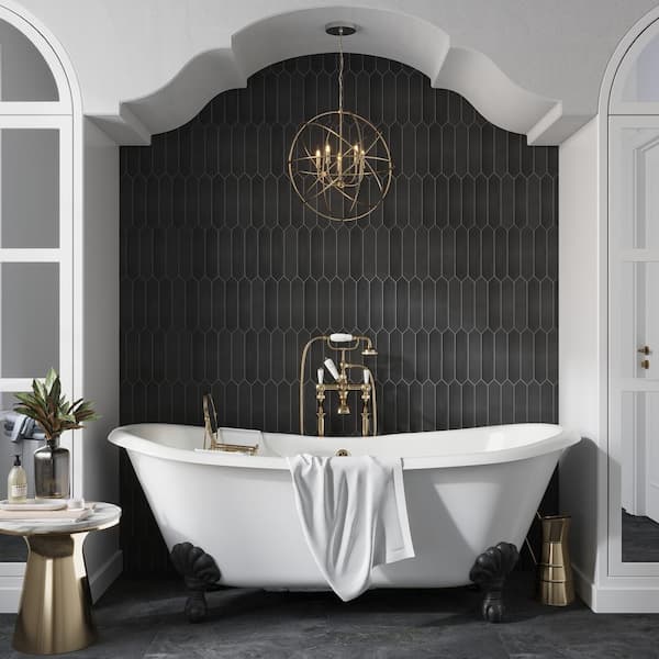 Piquet Black 2 in. x 10 in. Matte Ceramic Picket Wall and Floor Tile (5.38 sq. ft./case) (44-pack)