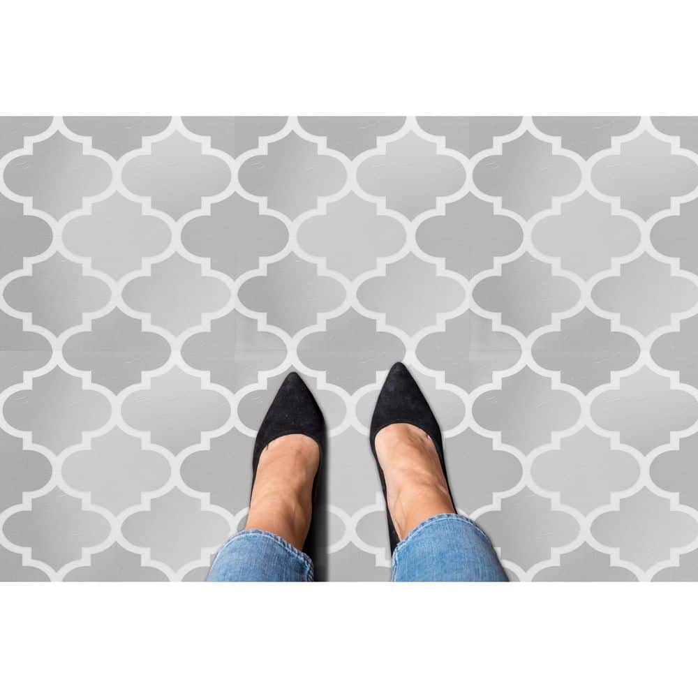 Arabesque Pattern Self-Adhesive Vinyl Floor Tiles, 12" x 12", 20 Tiles