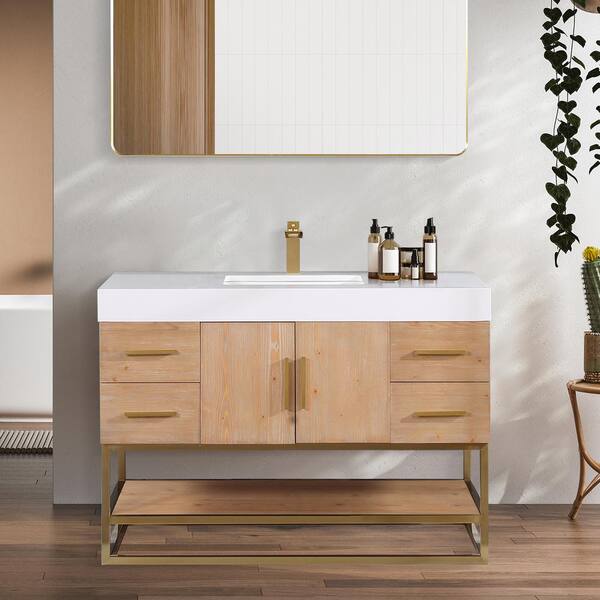 Altair Bianco 48D in. W x 22 in. D x 34 in. H Single Sink Bath Vanity ...