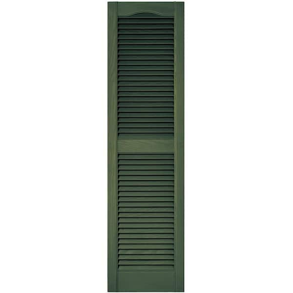 Builders Edge 15 in. x 55 in. Louvered Vinyl Exterior Shutters Pair in #283 Moss