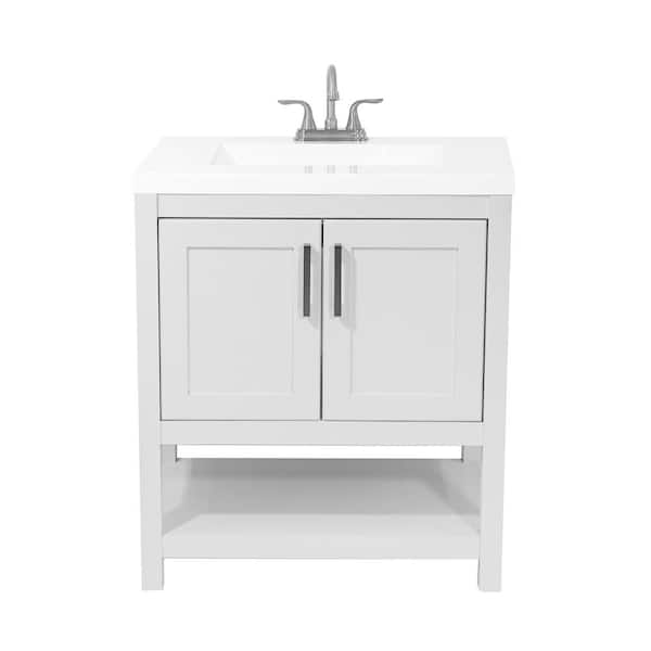 Amluxx Tufino 31 in. Bath Vanity in White with Cultured Marble Vanity Top in White with White Basin